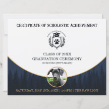 Pet Graduation Certificate Dog Training Diploma