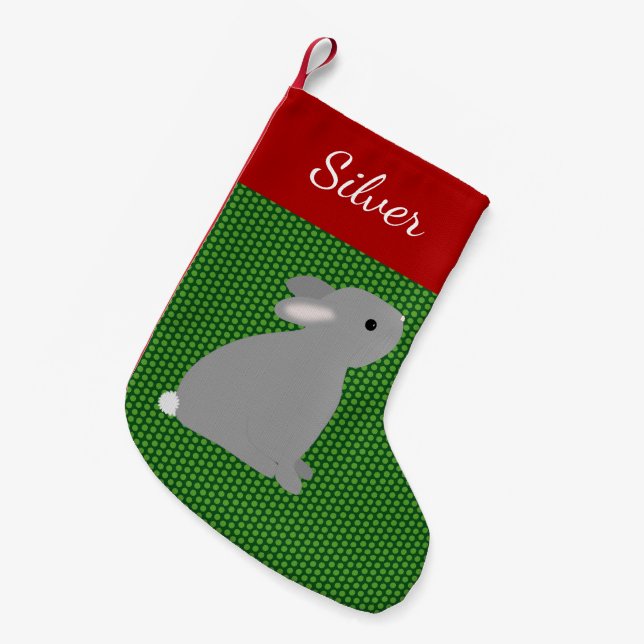 Pet Grey Rabbit Small Christmas Stocking (Front (Hanging))