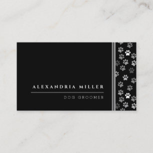 Pet Groomer   Black White & Gray Animal Paw Prints Business Card