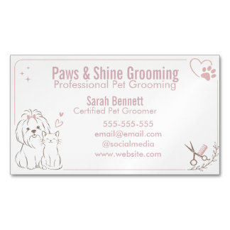 Pet Groomer | Customisable Dog & Cat  Magnetic Business Card