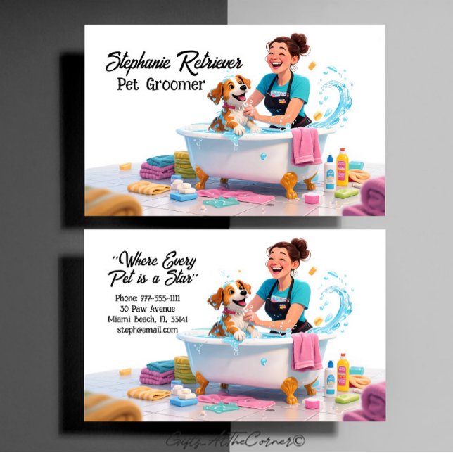Pet Groomer Dogs And Cats  Business Card (Creator Uploaded)