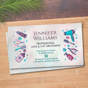 Pet Groomer In-Home & Mobile Dog & Cat Grooming Business Card