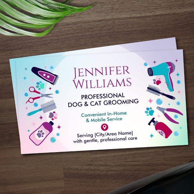 Pet Groomer  In-Home & Mobile Dog & Cat Grooming Business Card (Creator Uploaded)
