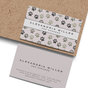 Pet Groomer   Pale Blush Pink Paw Prints Business Card
