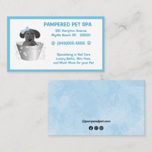 Pet Groomer Puppy In Tub Blue Business Card