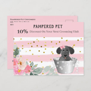 Pet Groomer Puppy in Tub Marketing Postcard