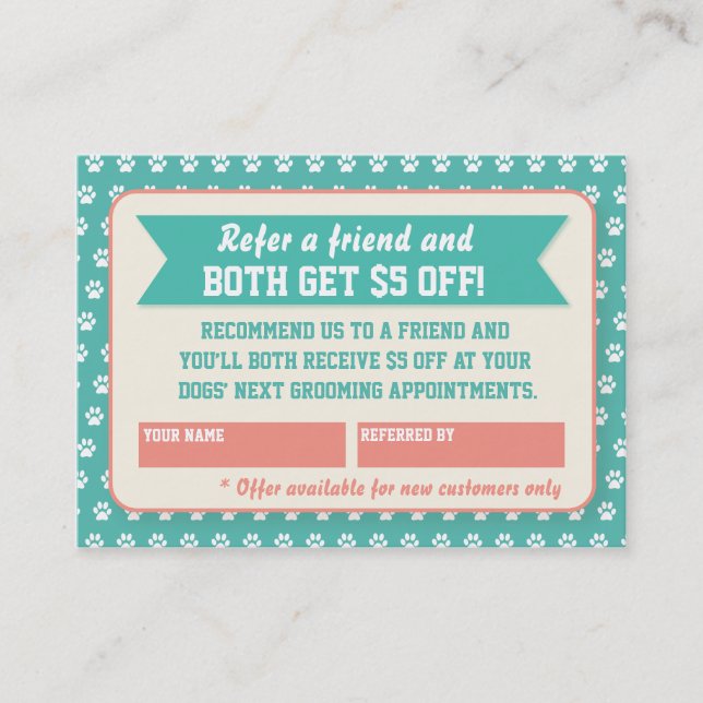 Pet Groomer Referral Card - Personalizable (Front)