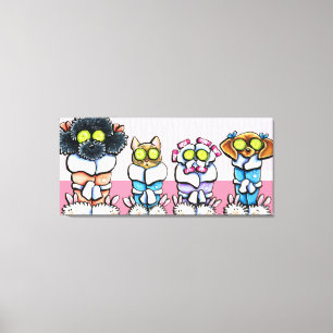 Pet Groomer Spa Art Dogs Cat in Robes Pink Canvas Print