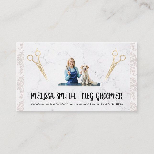 Pet Groomer with Dog | Animal Care Business Card (Front)