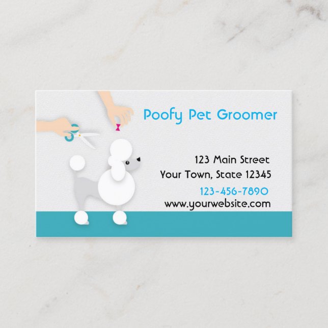 Pet Groomer with Poodle Business Card (Front)
