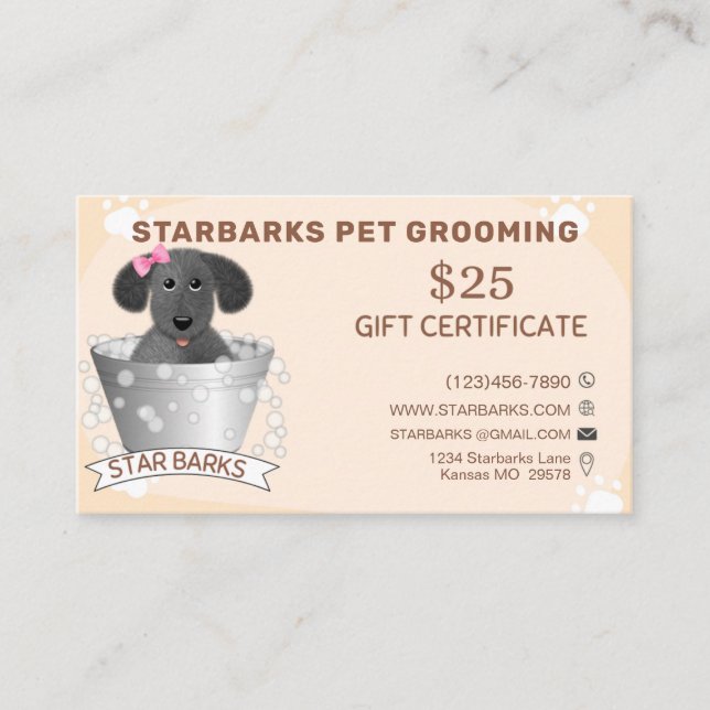 Pet Groomers Gift Card (Front)
