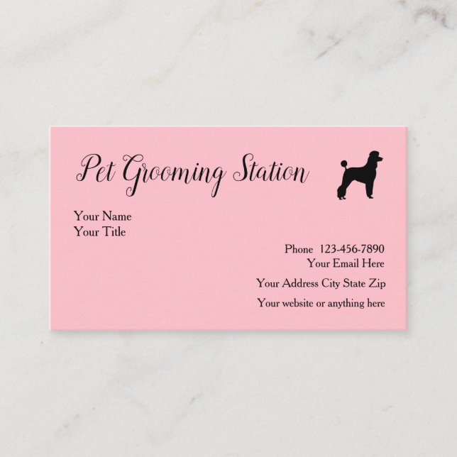 Pet Grooming Classy Business Cards (Front)