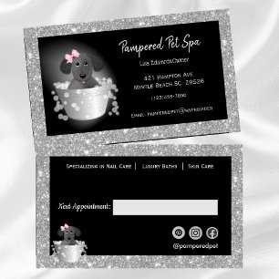 Pet Grooming Dog Glitter Business  Appointment Card