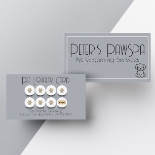 Pet grooming dog paw loyalty business card