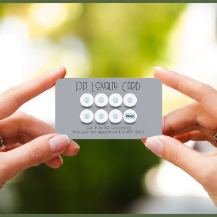 Pet grooming dog paw loyalty business card