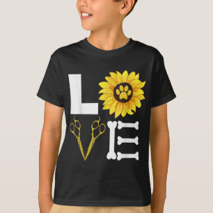 Pet Grooming Dog Sunflower Gift Design Idea Dog Lo T-Shirt