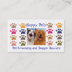 Pet Grooming Pets Sitting Paw Prints Business Card