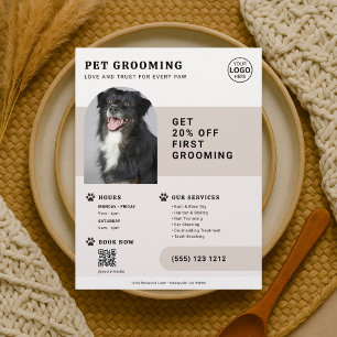 Pet Grooming Photo QR Code Brown Flyer