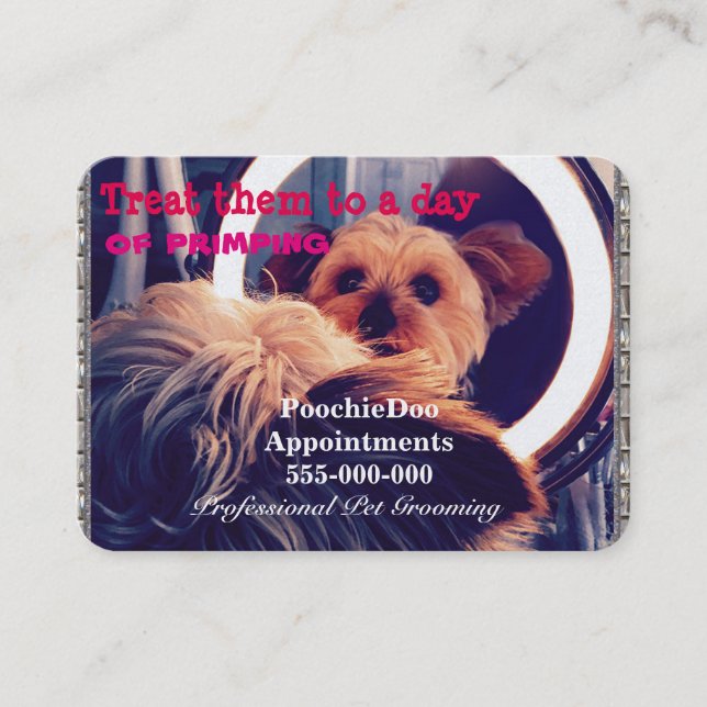 Pet Grooming Primping Pooch Professional Appointment Card (Front)