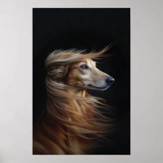 Pet Grooming Salon Boutique Afgan Hound Portrait Poster