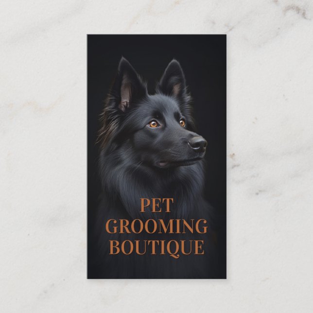 Pet Grooming Salon Boutique Belgian Sheep Portrait Business Card (Front)