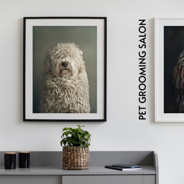 Pet Grooming Salon Boutique Komondor Portrait Poster (Perfect For Business)