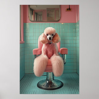 Pet Grooming Salon Boutique Poodle Portrait Poster