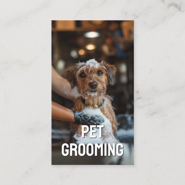 Pet Grooming Salon Care Boutique Terrier Portrait Business Card (Front)