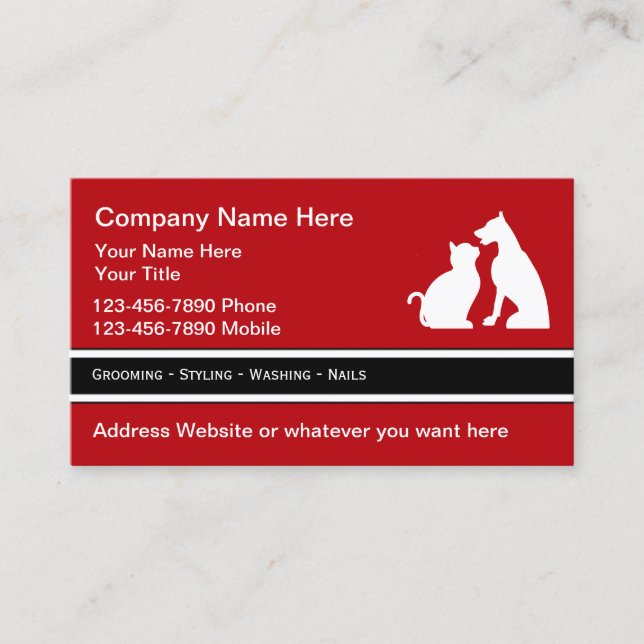 Pet Grooming Service Business Cards (Front)