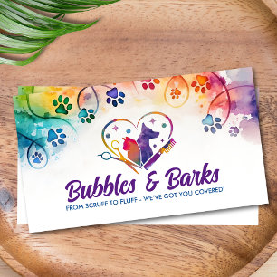 Pet Grooming Services - Watercolor art  Business Card