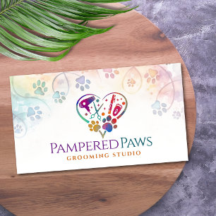 Pet Grooming Services - Watercolor art  Business Card