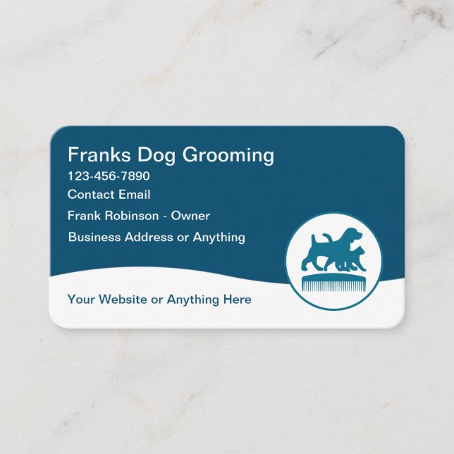 Pet Grooming Theme Business Cards Modern (Front)