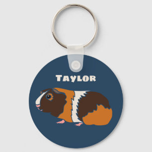 Pet Guinea Pigs Illustration Personalised Key Ring