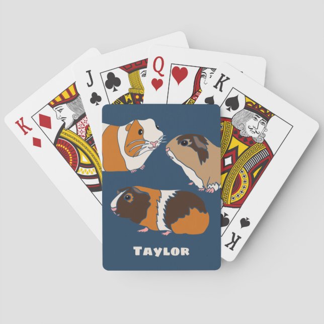 Pet Guinea Pigs Illustrations Personalised Playing Cards (Back)