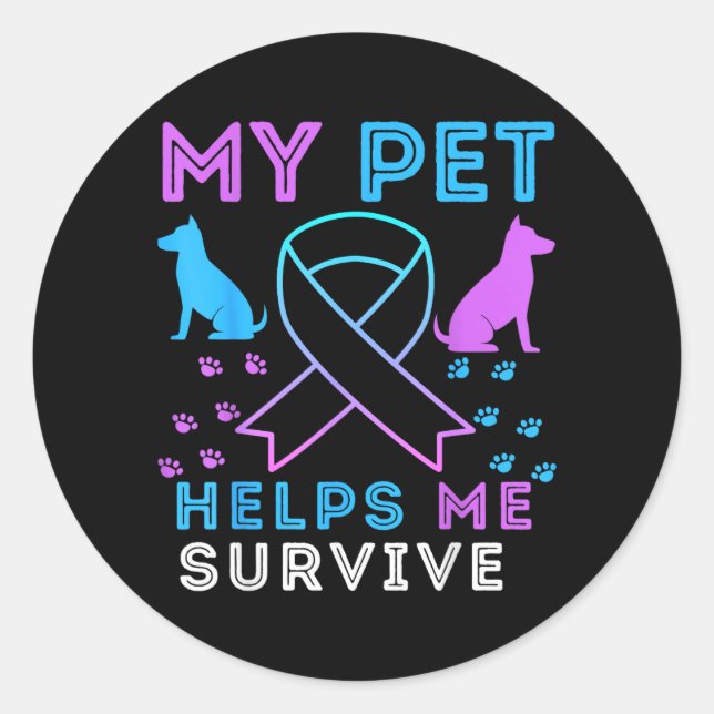 Pet Helps Survive Prevention Emotional Support Classic Round Sticker (Front)