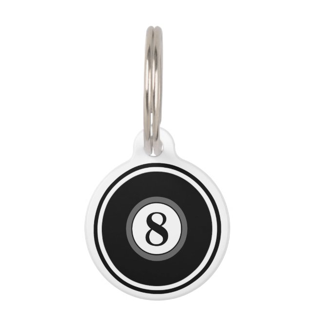 Pet ID Tag - 8 Ball - Black & White (Front)