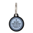 Pet ID Tag -Black & Blue Monogram