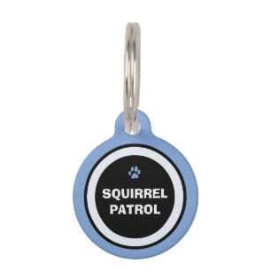 Pet ID Tag - Blue & Black - Squirrel Patrol