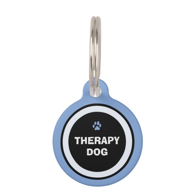 Pet ID Tag - Blue & Black- Therapy Dog (Front)