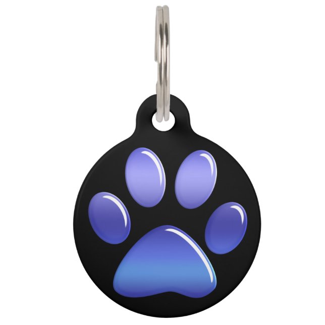 Pet ID Tag - Candy Blues Paw Print (Front)