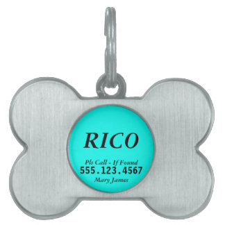 Pet ID Tag - Cyan Bone Design