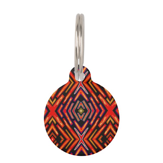 Pet ID Tag Fiery Red Orange Black  (Front)