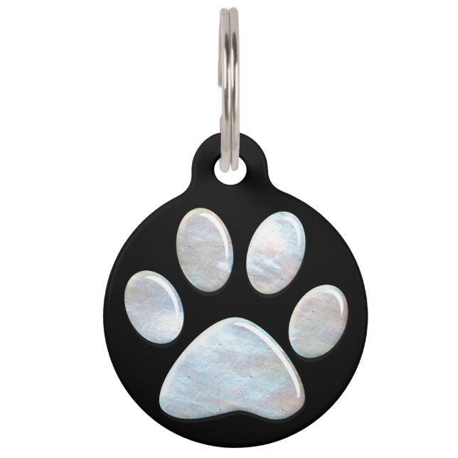 Pet ID Tag - Opalescent Paw Print (Front)