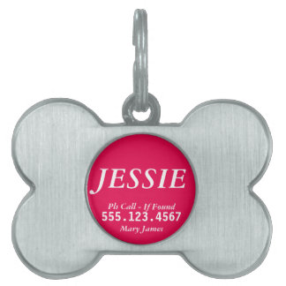 Pet ID Tag - Pink Bone Design
