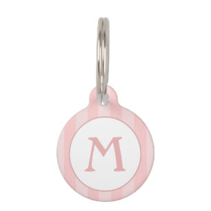Pet ID Tag - Pink Stripes with Monogram