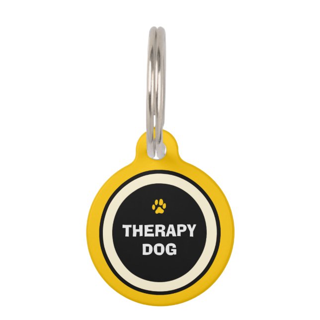Pet ID Tag - Yellow & Black- Therapy Dog (Front)