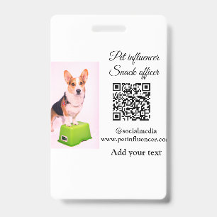Pet influencer add pet photo name social media  ID badge