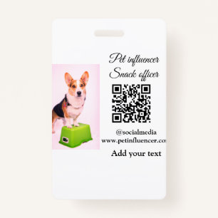 Pet influencer add pet photo name social media  ID badge