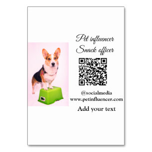 Pet influencer add pet photo name social media table number