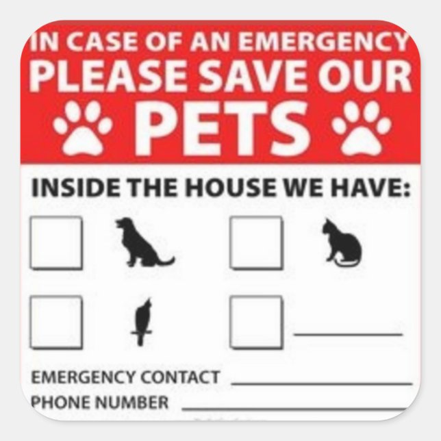 Pet Inside Alert Square Sticker (Front)